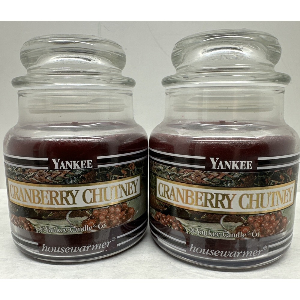 Yankee Candle CRANBERRY CHUTNEY Black Band 3.7 oz Fall Authum Thanksgiving Lot 2